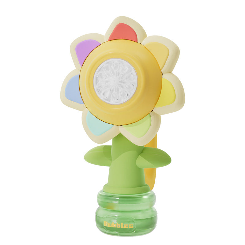 Rechargeable Seven-Color Flower Bubble Machine – Electric Swing Toy with Lights