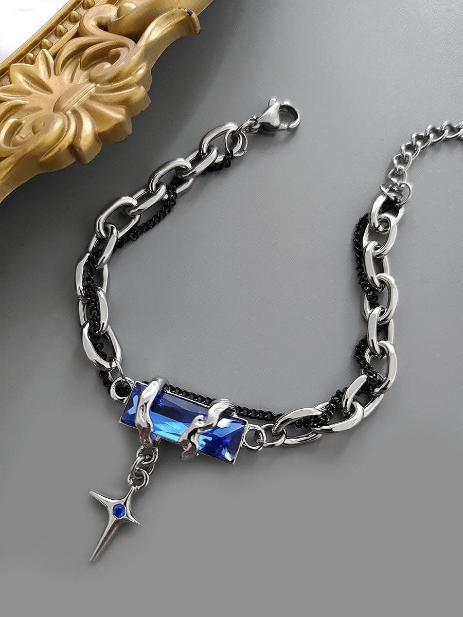 Men’s Stylish Titanium Steel Diamond Bracelet – Minimalist Wrap Design