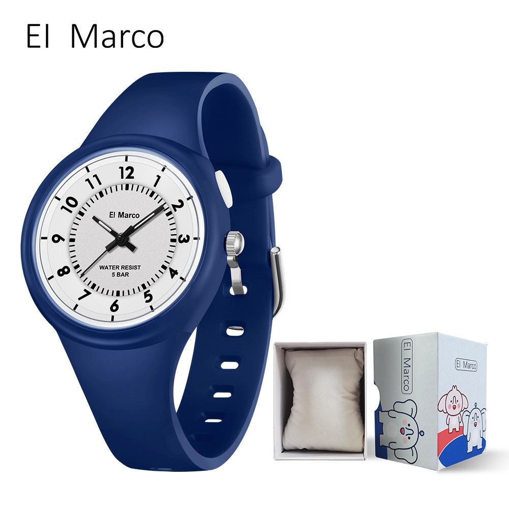 EL Marco Luminous Waterproof Quartz Watch – Kids Fashion Student Wristwatch