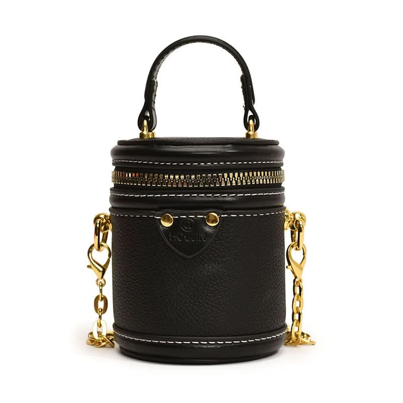 Women’s Mini Contrast Bucket Bag – Cylindrical Shoulder & Crossbody Bag