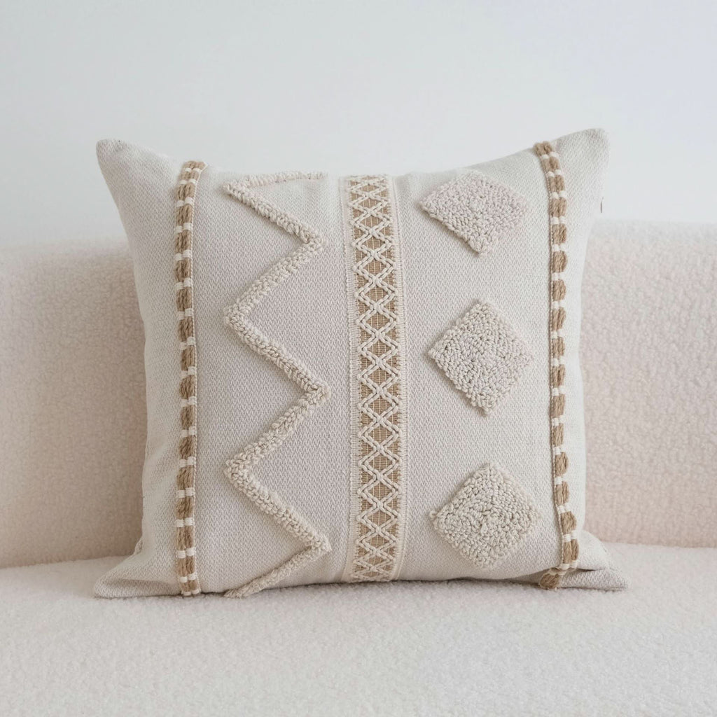 Wabi-Sabi Style Loop Velvet Pillow - INS Embroidered Cushion Cover