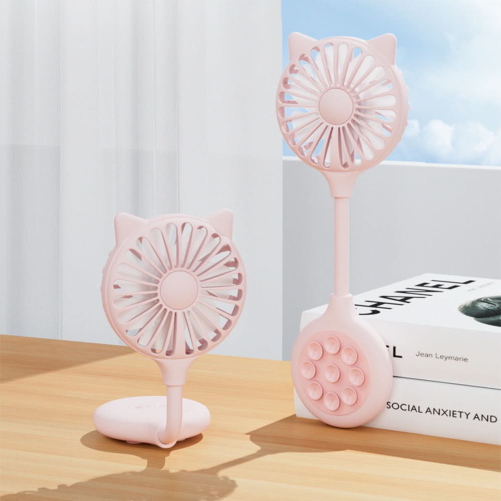 Portable USB Mini Fan with Suction Cup – Rechargeable, Hands-Free