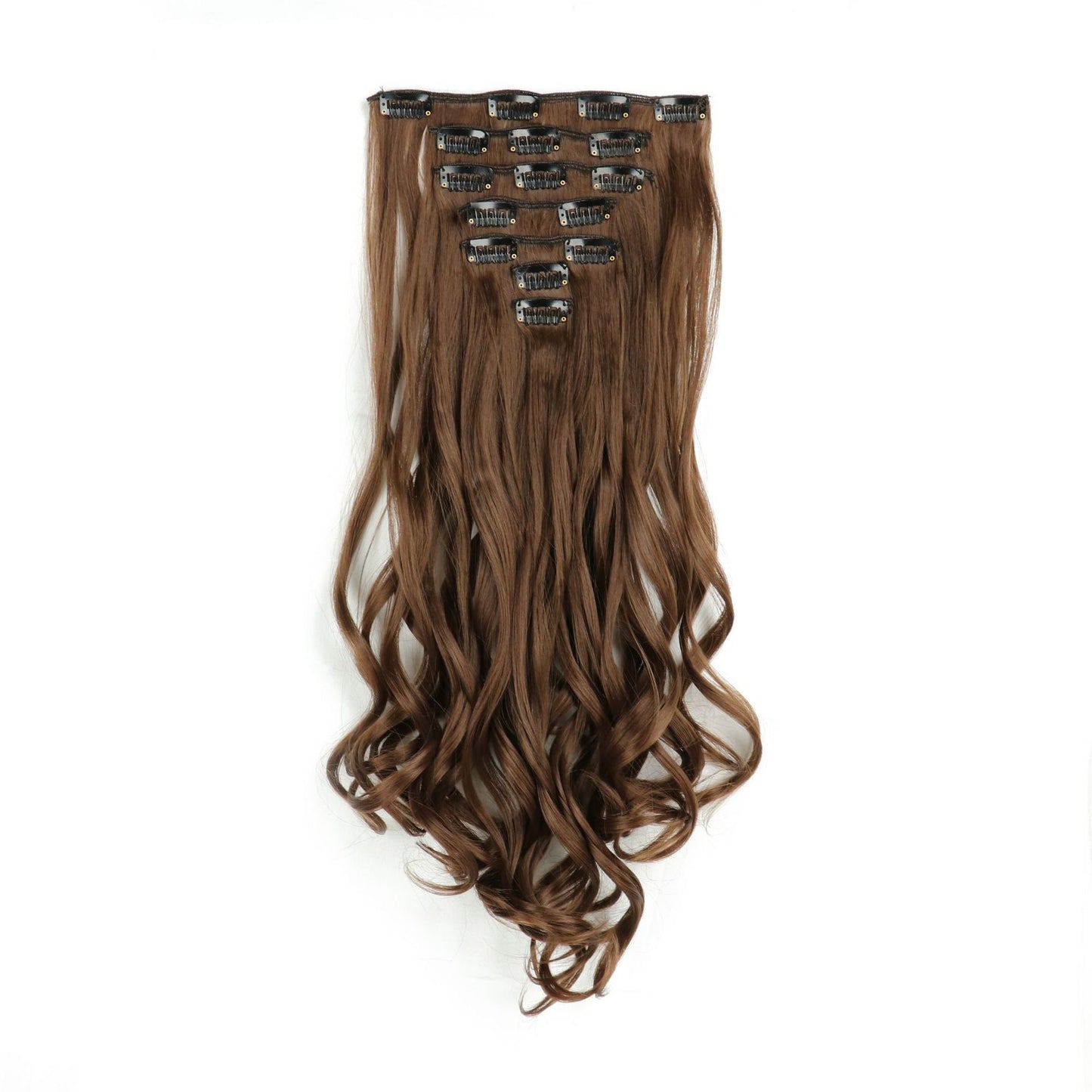 7-Piece Water Wave Hair Extensions – Synthetic Curly Wig Set for Women - 22 inches Long