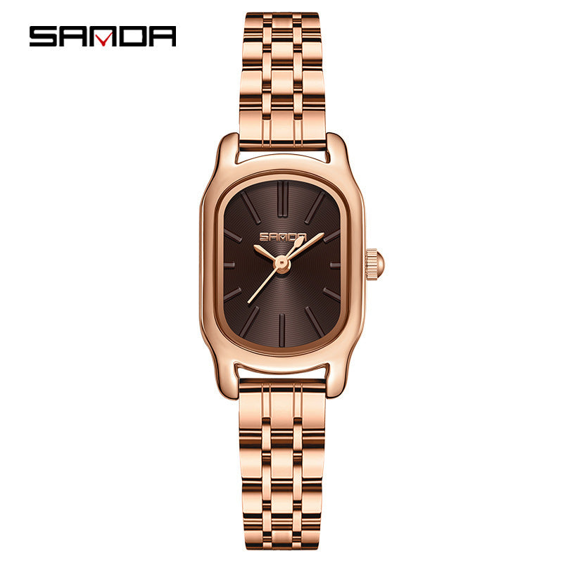 Sanda Women’s Stainless Steel Quartz Watch – Waterproof Square Dial Fashion Watch