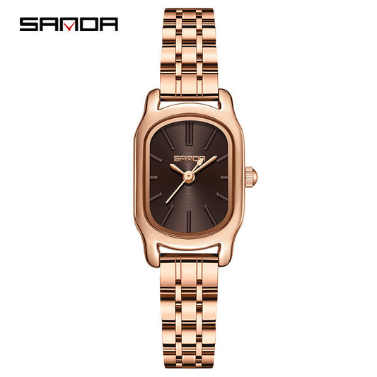 Sanda Women’s Stainless Steel Quartz Watch – Waterproof Square Dial Fashion Watch