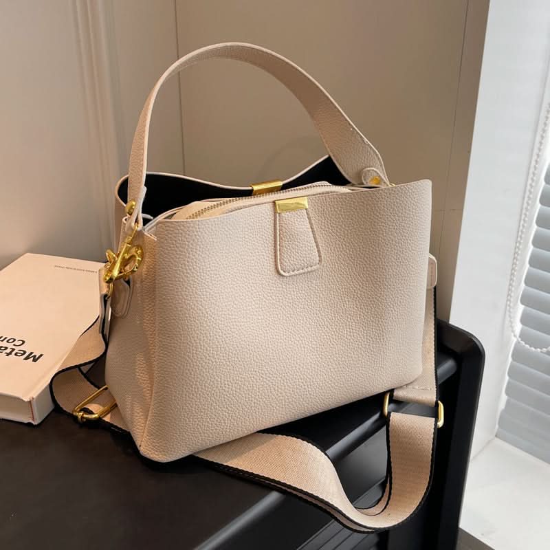 Women's PU Leather Bucket Crossbody Bag – Fashionable Handbag