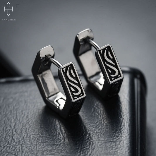 Unisex Lucky Cloud Hoop Earrings – Geometric Hexagon Design Jewelry