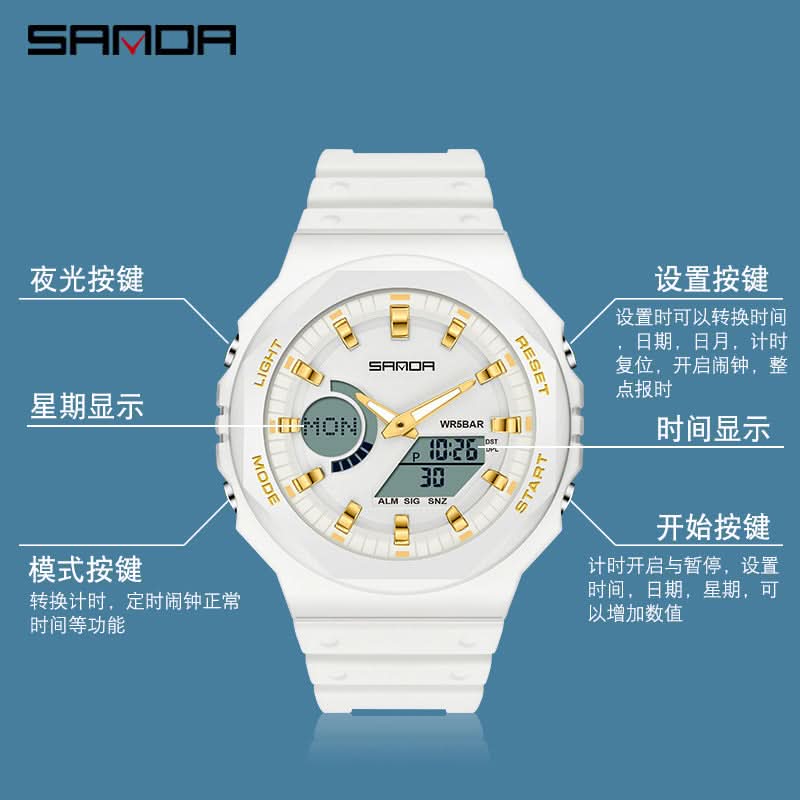 Men’s Dual Display Sports Watch – Waterproof, Multi-Functional Watch