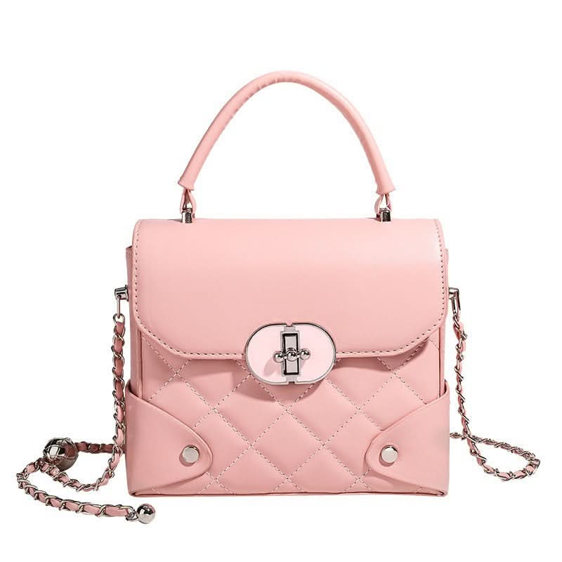 Pink Small Box Bag with Chain Strap