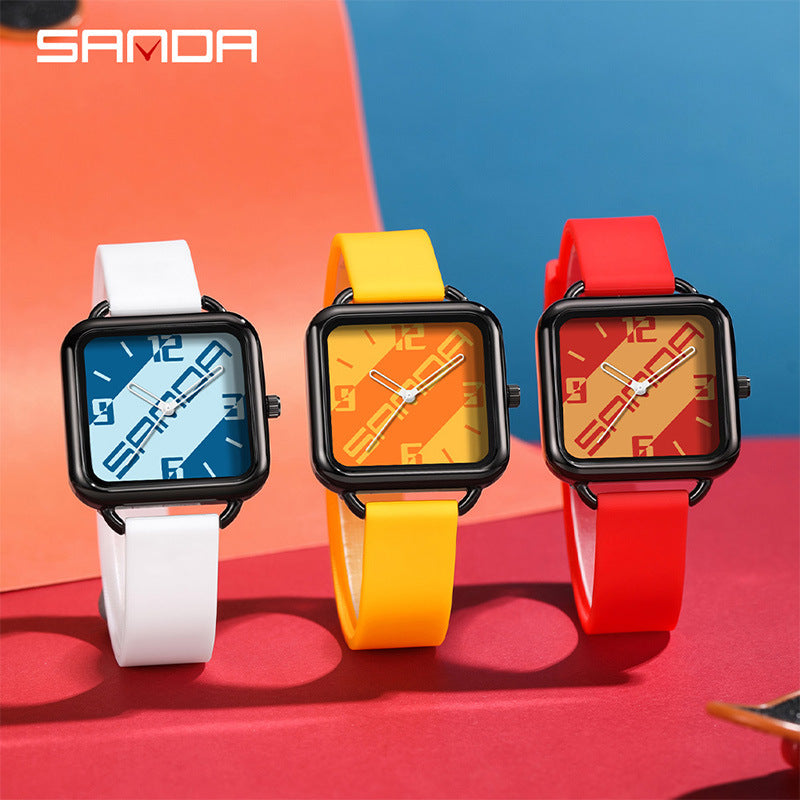 Sanda Unisex Square Quartz Watch – Trendy Waterproof Fashion Watch for Students