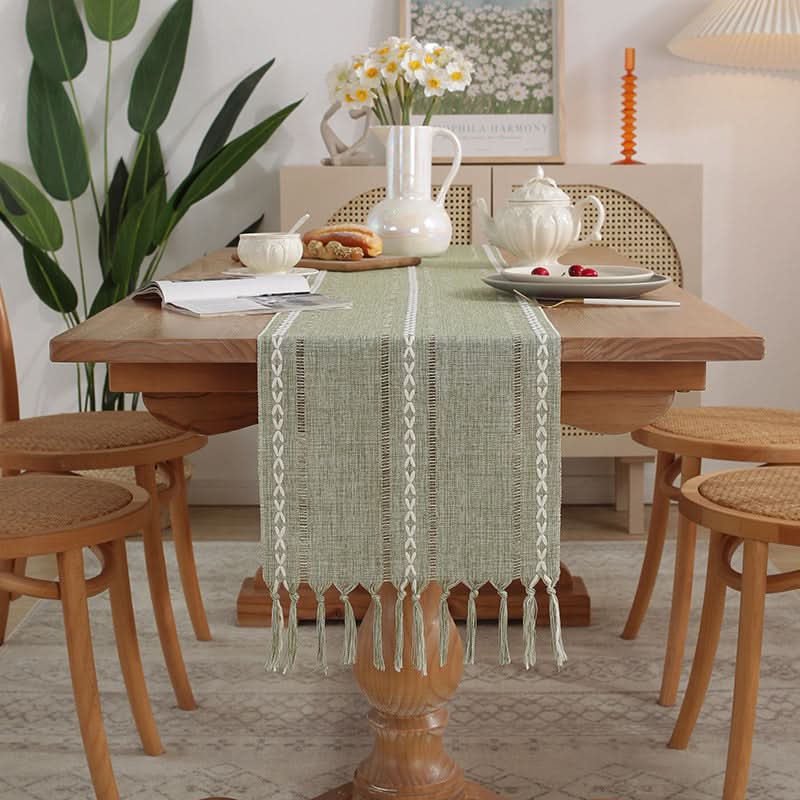 Table Flag Cotton & Linen Table Cloth – Handmade with Tassels