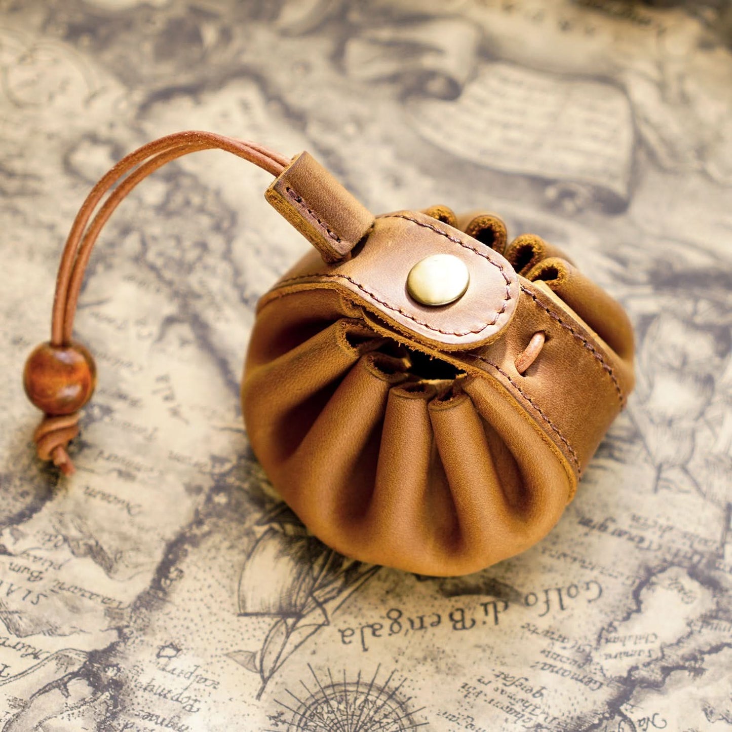 Leather Drawstring Coin Purse for Men & Women