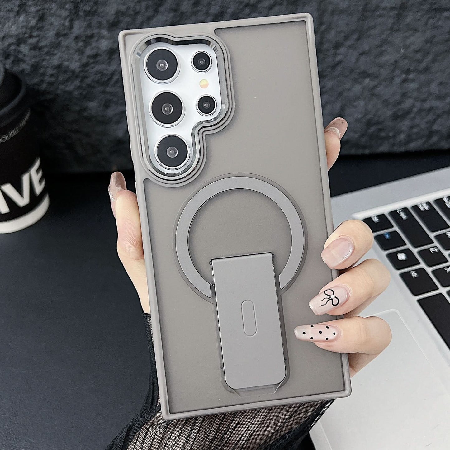 Magnetic Stand Case for Samsung S25 Series – Frosted Anti-Fall