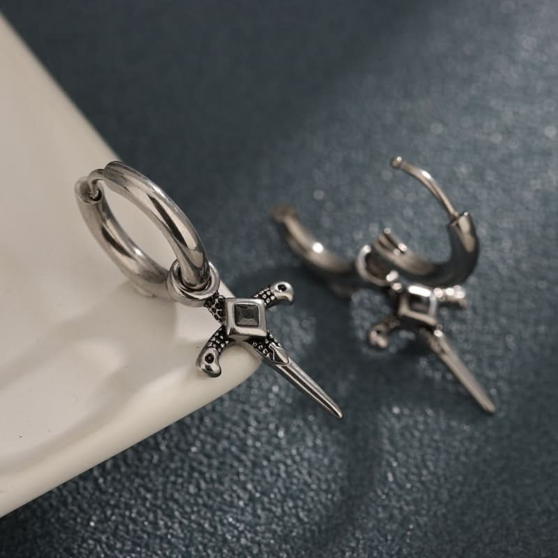 Black Zircon Cross Punk Style Earrings – Unisex Jewelry