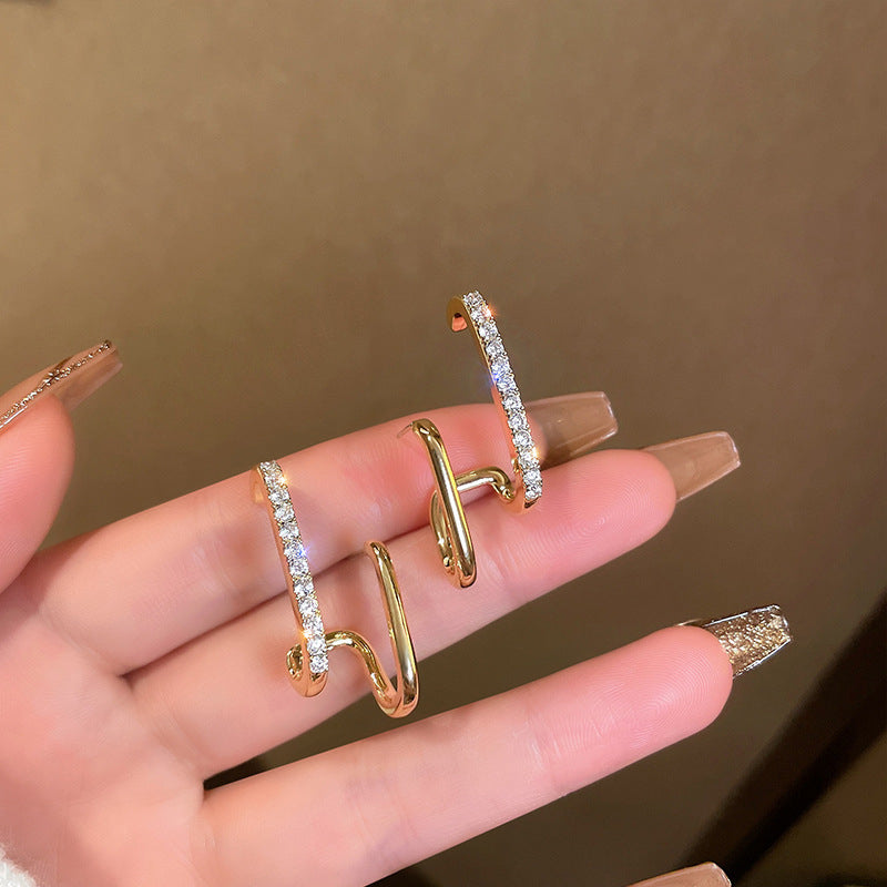 Silver Needle Geometric Earrings – Korean Light Luxury Jewelry for Women