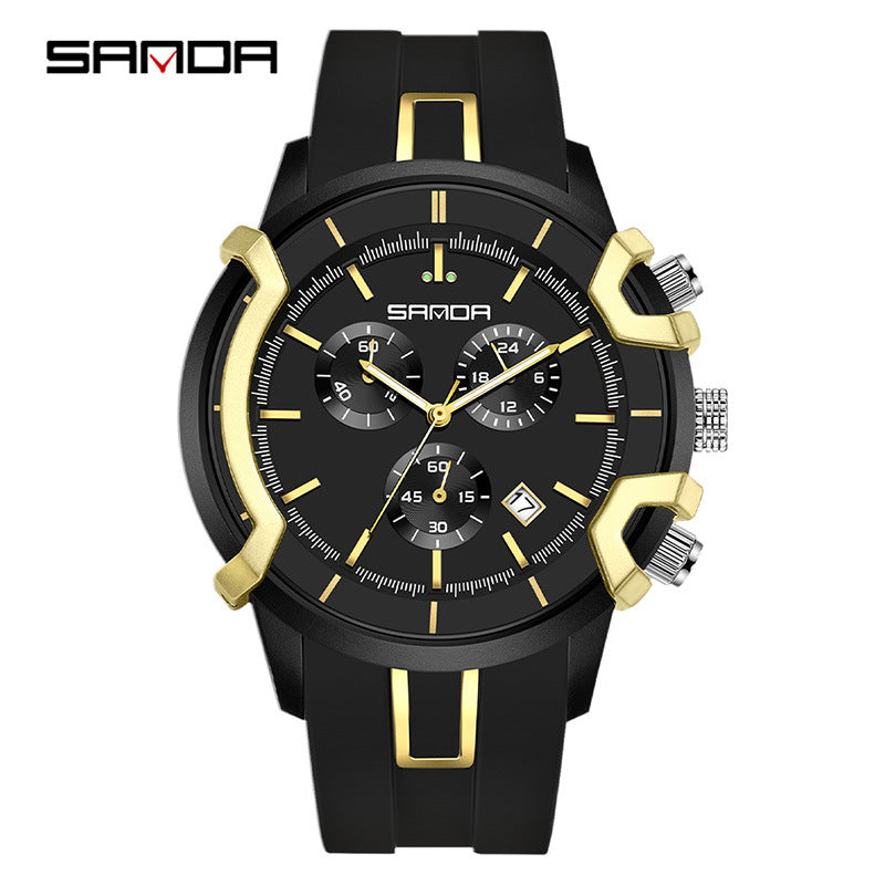 Sanda Men’s Silicone Quartz Watch – 50M Waterproof Casual Analog Watch
