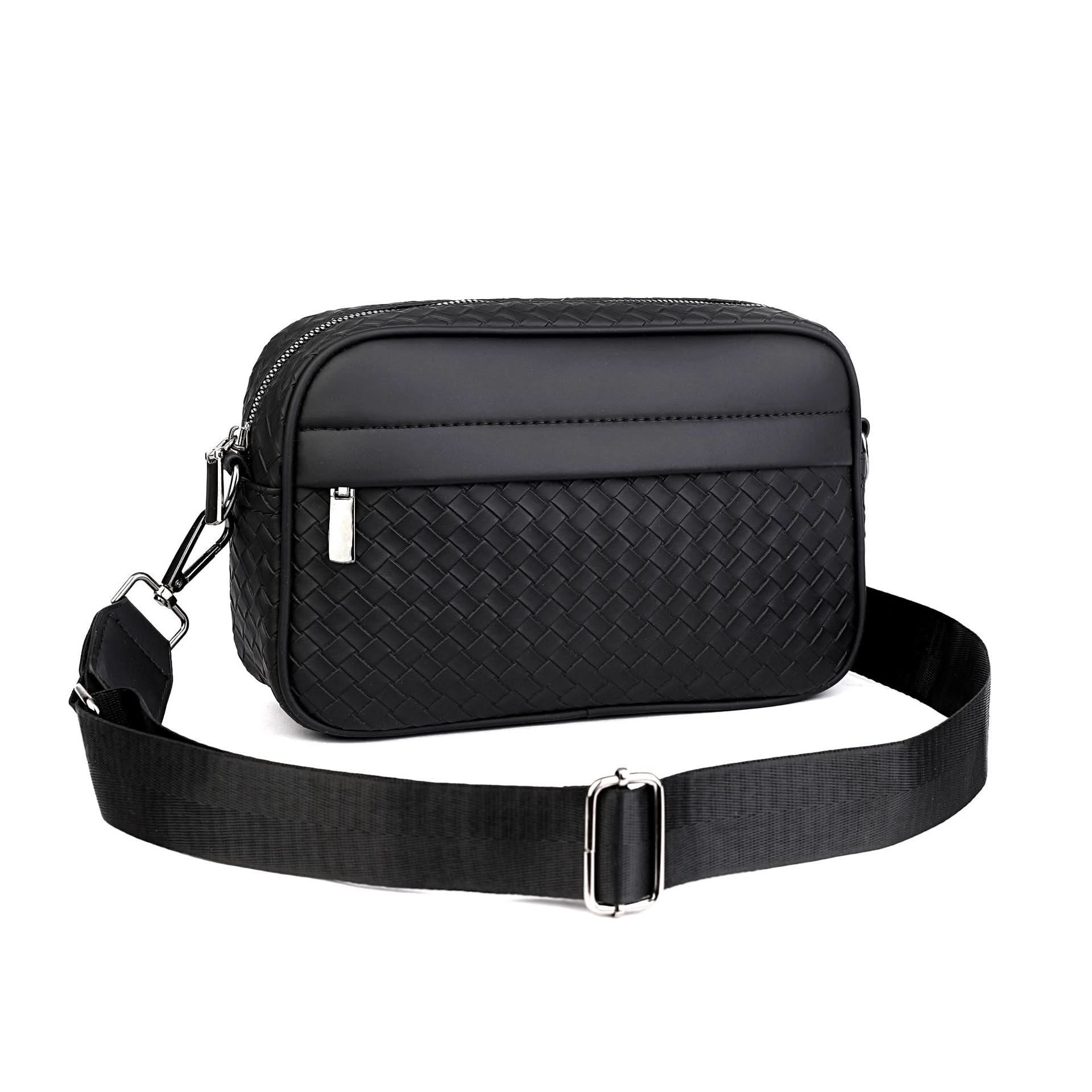 Men’s Trendy PU Plaid Crossbody Bag – Korean Style Small Messenger