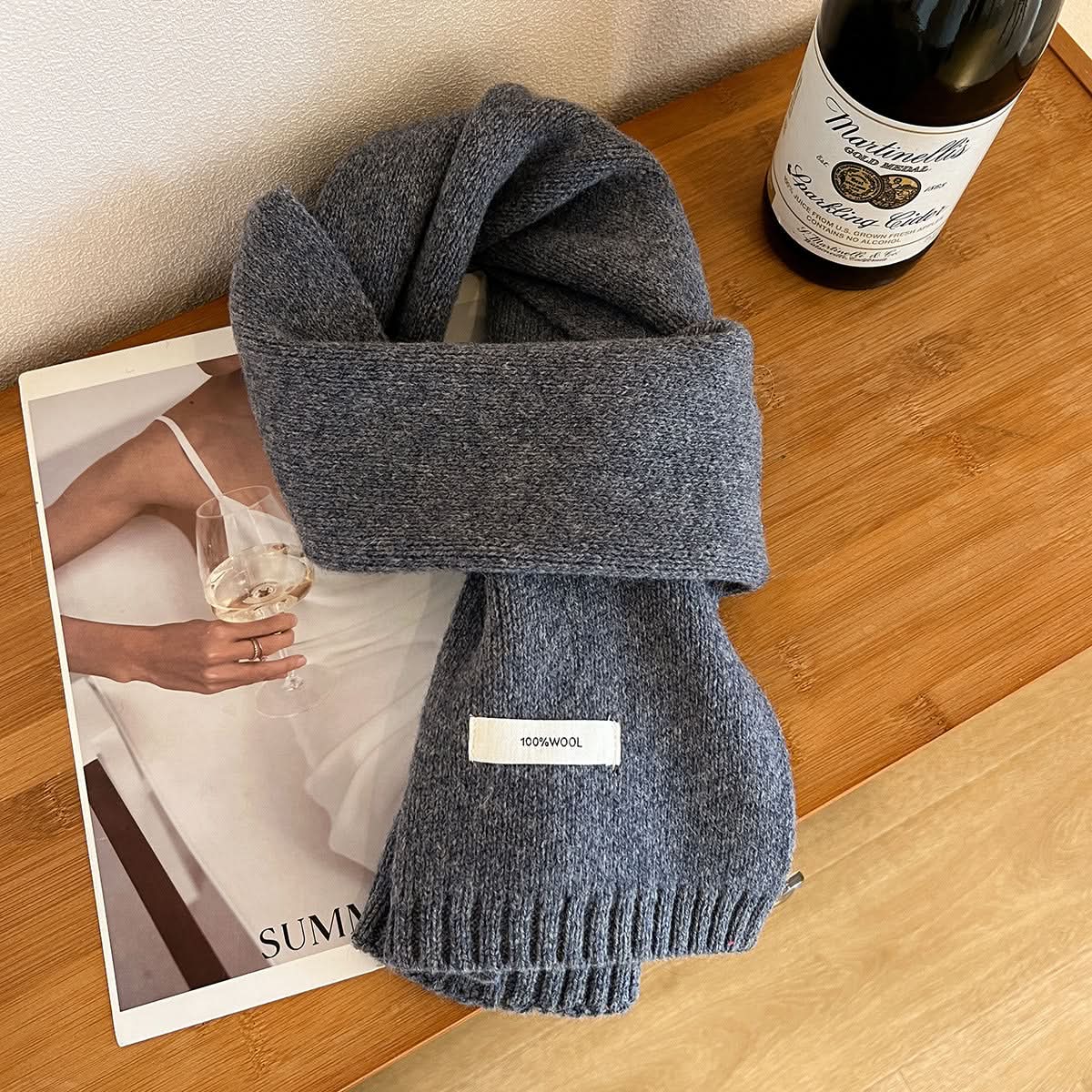 100% Pure Wool Winter Scarf – Solid Color for Adults