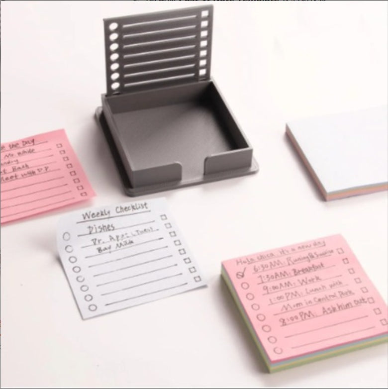 Sticky Note Template Box – ABS Desk Organizer with Post-It Notes, Office & School Supply