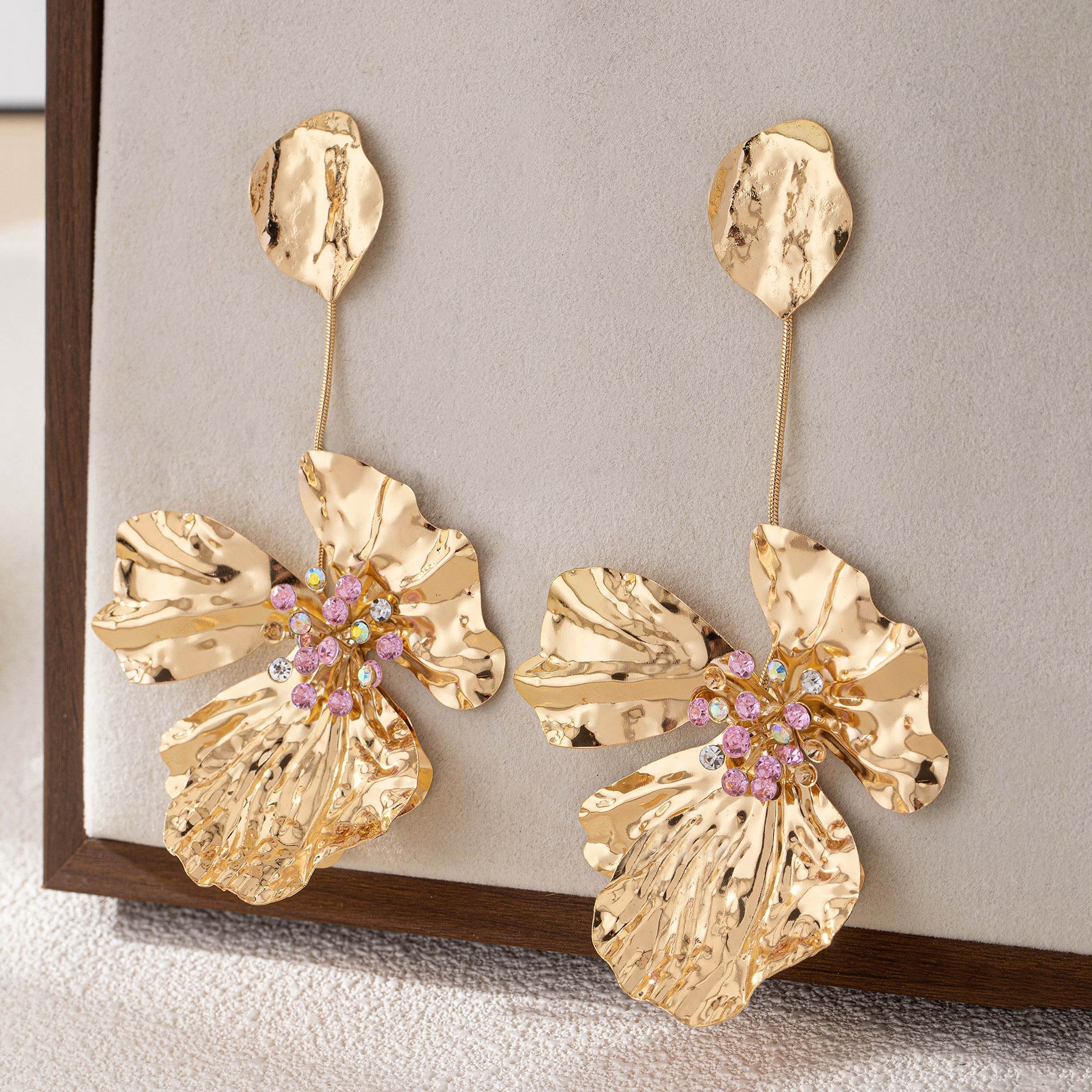 Elegant Flower Statement Earrings for Women – Alloy Large Floral Party Jewelry