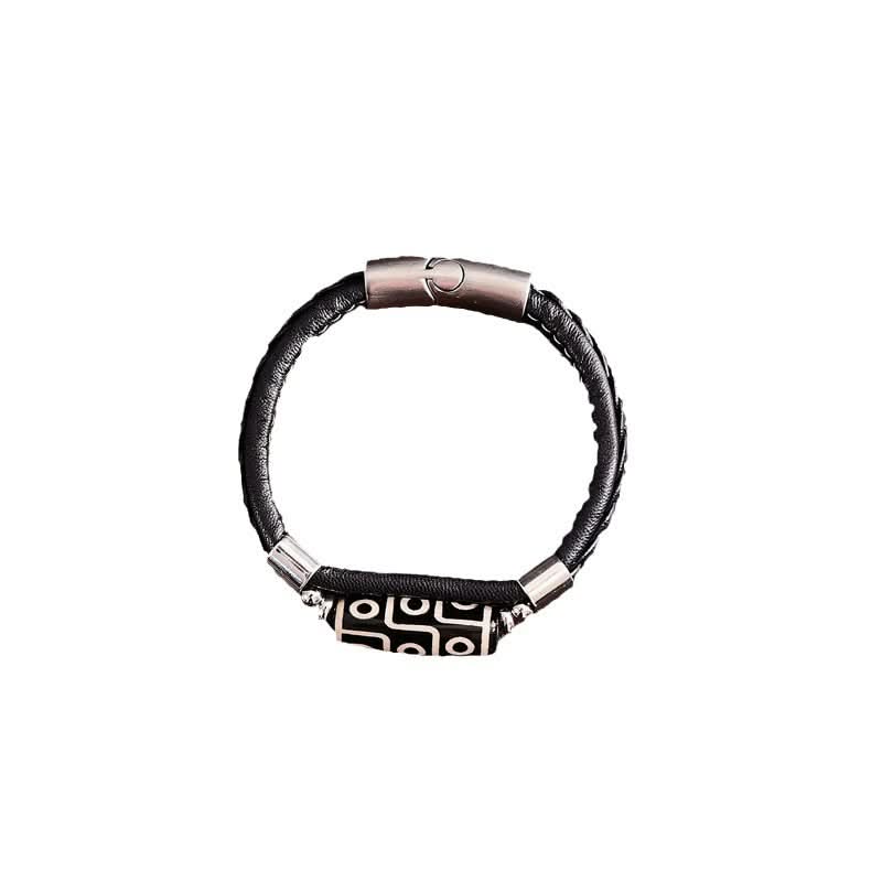 Tibetan Nine-Eye Dzi Bracelet – Braided Leather Unisex Bracelet