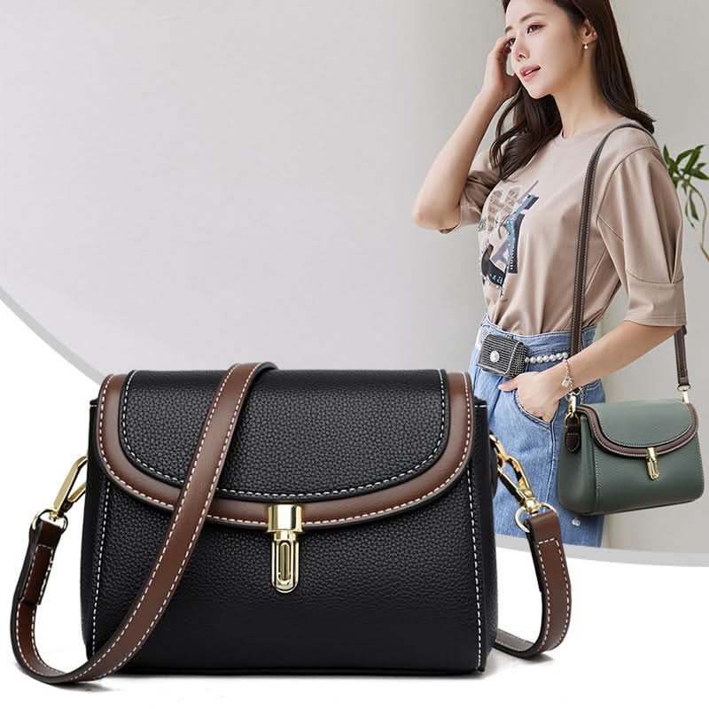 Women's Retro Small Square PU Leather Messenger Bag – With Contrast Design