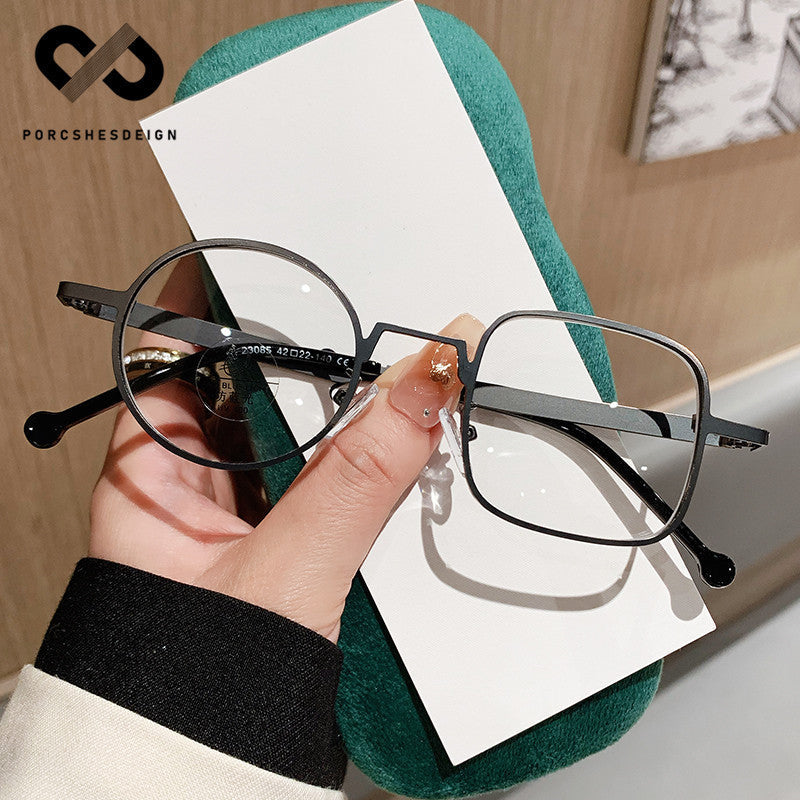 Asymmetrical Anti-Blue Light Glasses – Retro Japanese Style Metal Eyewear for Myopia