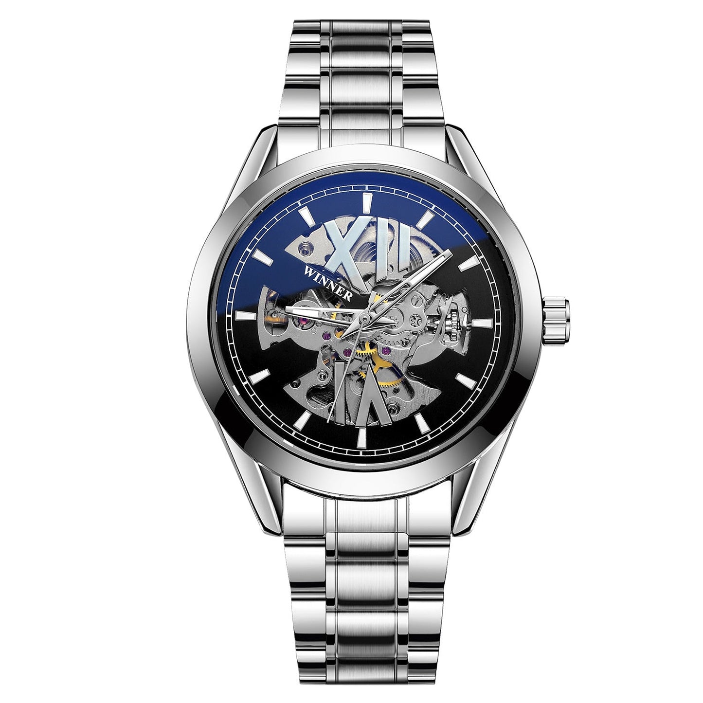 T-Winner Automatic Mechanical Watch for Men – Luminous Display, Stainless Steel Strap