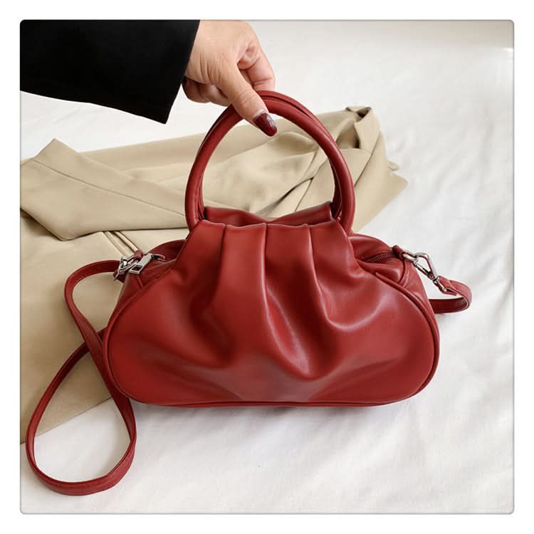 Retro Pleated Cloud Shoulder Bag for Women – Leather Handbag