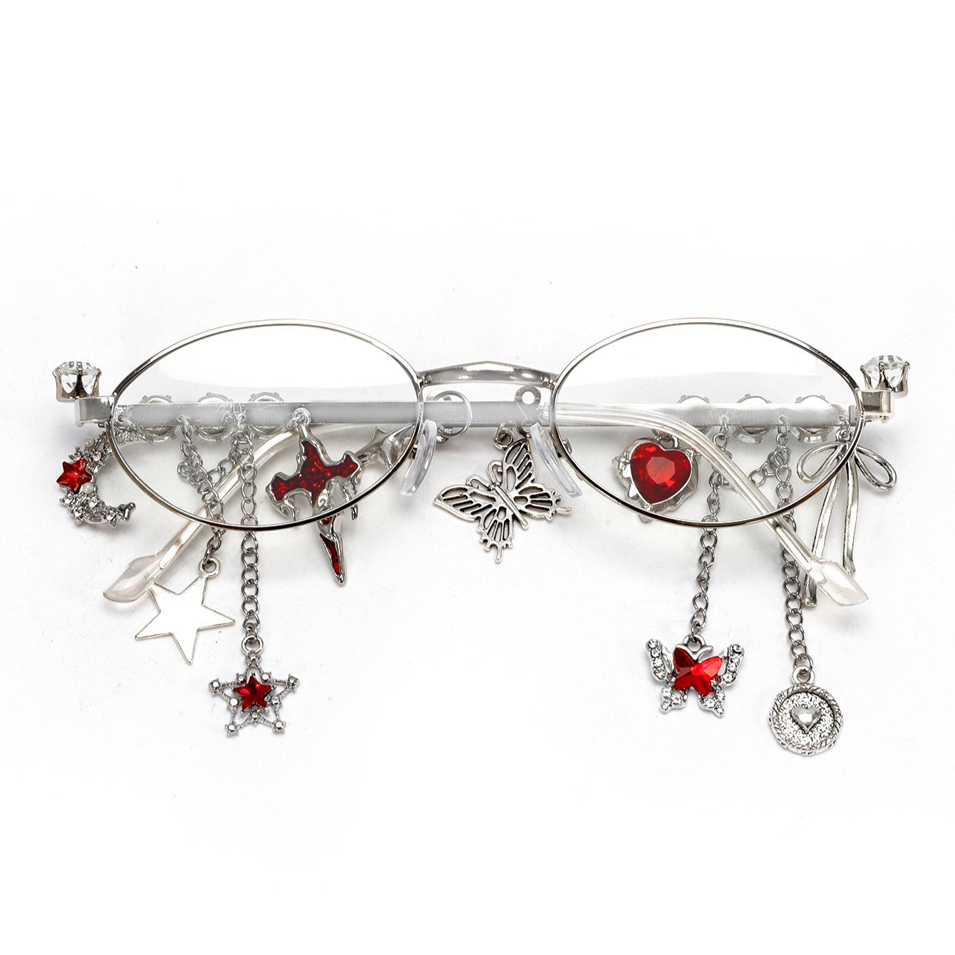 Star Diamond Oval Glasses for Women – Anti-Blue Light Fashion Eyewear with Chain