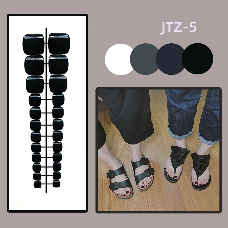 Glossy Toenail Nail Stickers – 24-Piece Finished Fake Nails Set