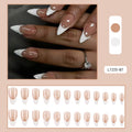 White French Stiletto Press-On Nails – Medium Glue-On Acrylic with 3D Sharp Tip