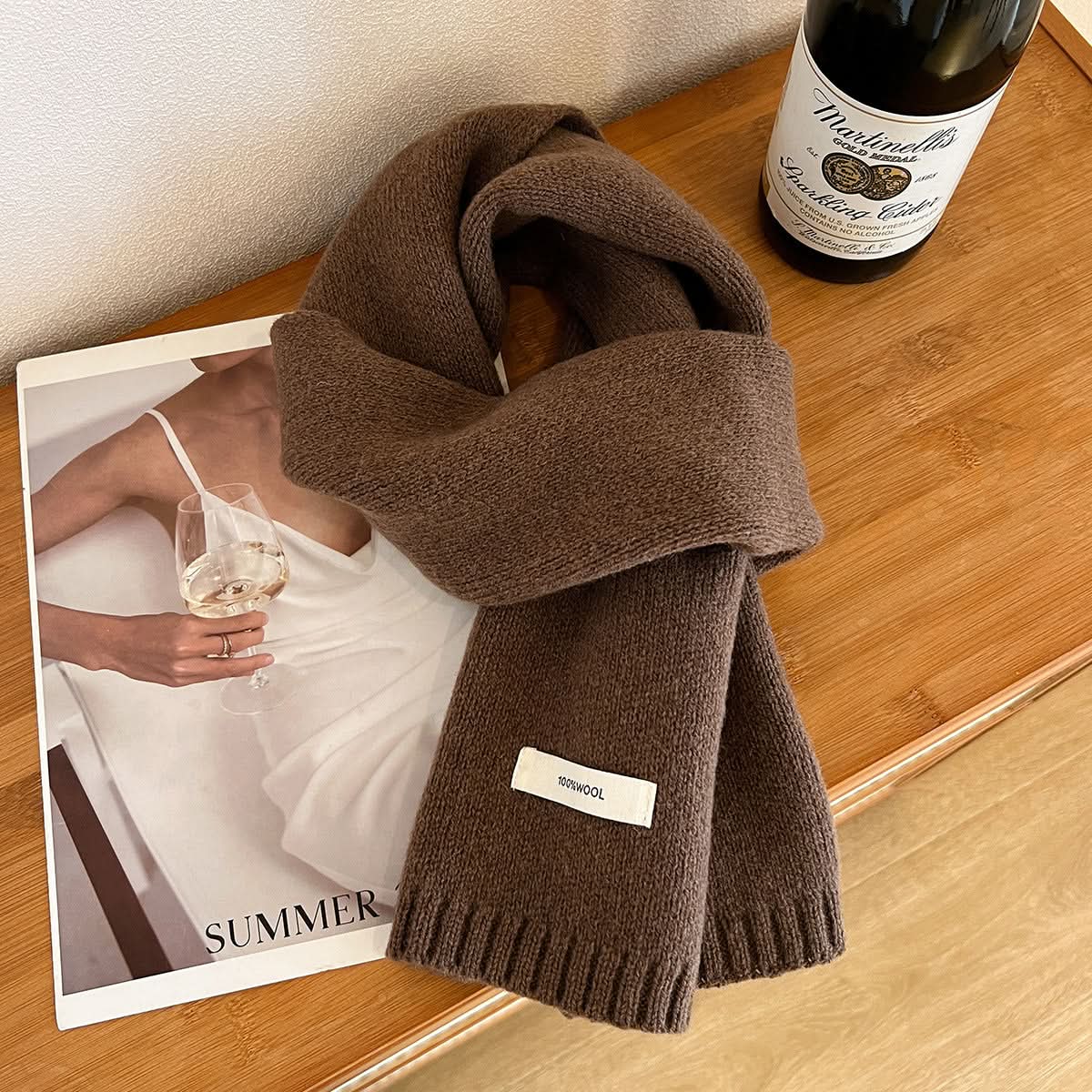 100% Pure Wool Winter Scarf – Solid Color for Adults