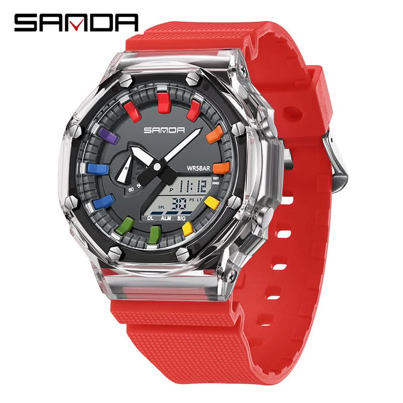 Men’s Dual Display Sports Watch – Waterproof, Multi-Functional Watch