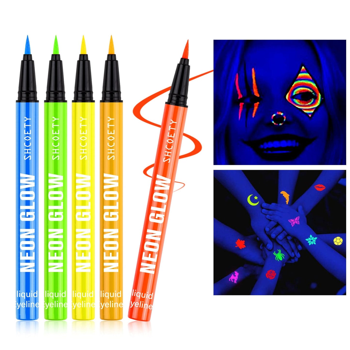 SHCOETY 8-Color Fluorescent Liquid Eyeliner – Glow-in-the-Dark, Waterproof