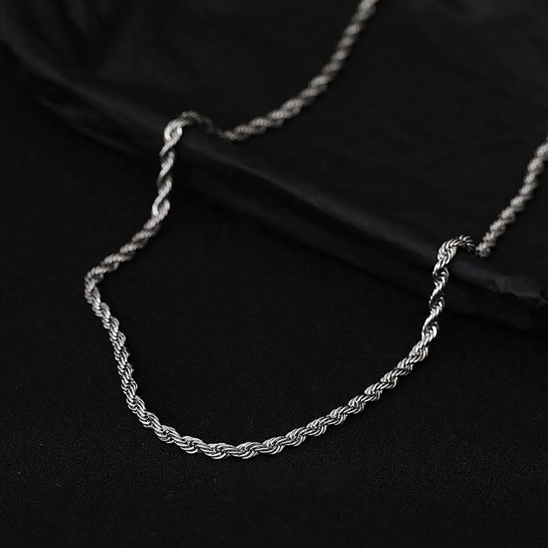Men’s Minimalist Titanium Steel Twist Chain Necklace – Durable