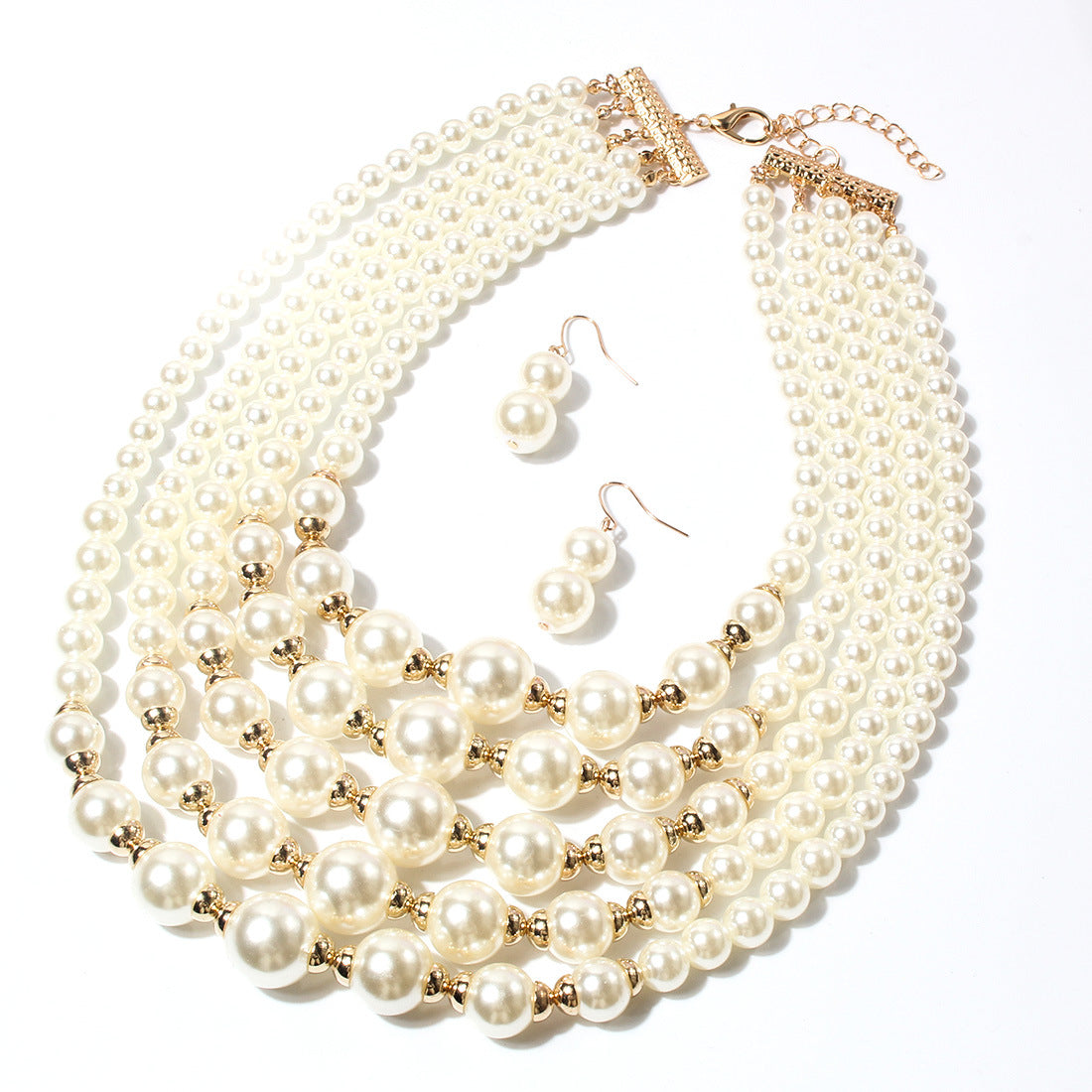 Multi-Layer Pearl Choker Necklace – Retro Beaded Statement Jewelry for Women