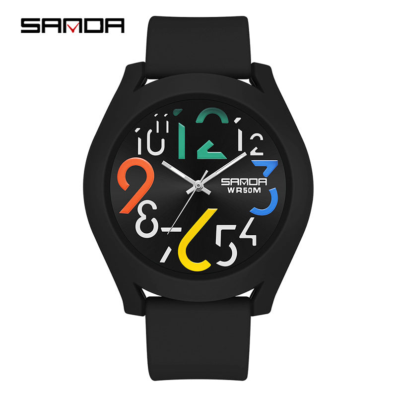 Sanda Digital Quartz Watch – Waterproof Kid's Silicone Strap Watch with Removable Bezel