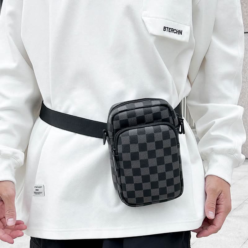 Men’s Mini Crossbody Phone Bag – Korean Style PVC Shoulder Bag