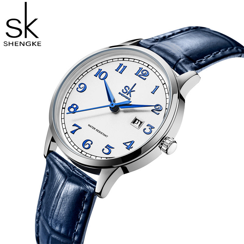 SK Women’s Quartz Watch – Waterproof Elegant Band, Classic Design with Calendar