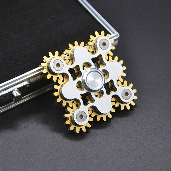 Metal Gear Fidget Spinner – Nine-Tooth Linkage EDC Toy for Stress Relief & Focus