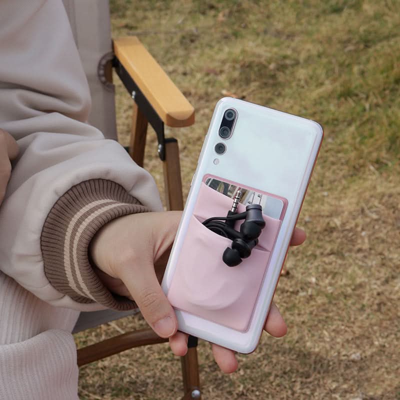 New mobile phone case with back sticker and double-layer card holder for storing Lycra mobile phone back sticker card holder