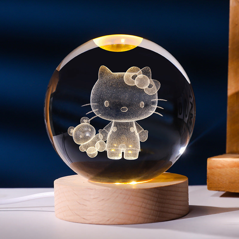 Luminous Crystal Ball Night Light – Modern Cartoon Series Desktop Decor