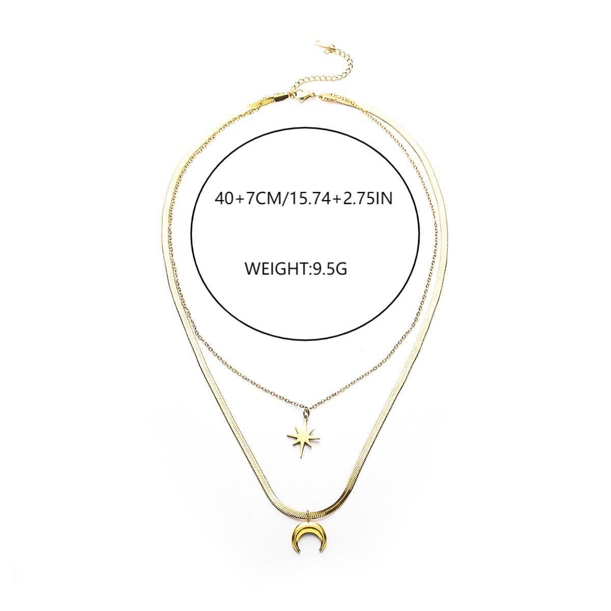 Men's Double-Layer Moon Necklace – Star and Moon Pendant