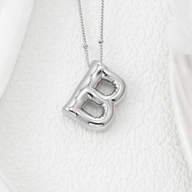 Silver-Plated Alphabet Pendant Necklace – Hip-Hop Style