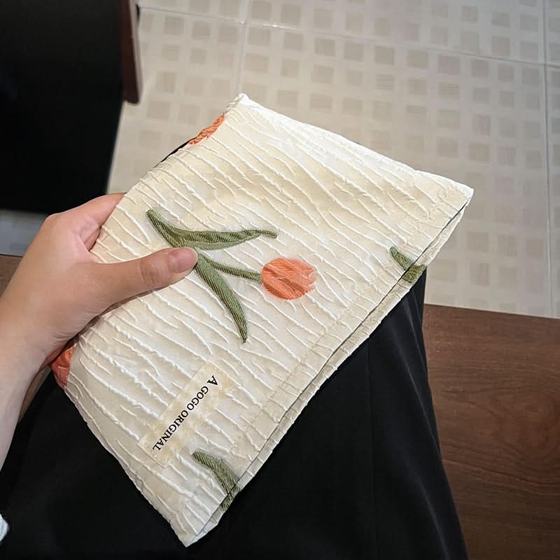 Fresh Tulip Canvas Makeup Bag – Large-Capacity Travel Cosmetic Pouch