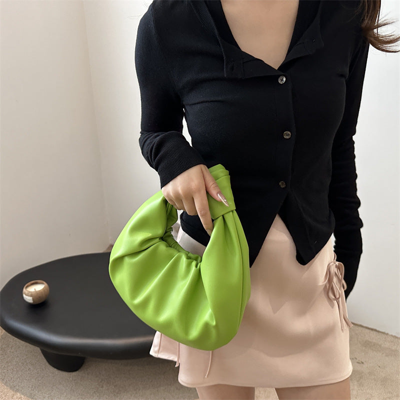 Women's Pleated Armpit Bag – Fall Street Style PU Handbag with Zipper