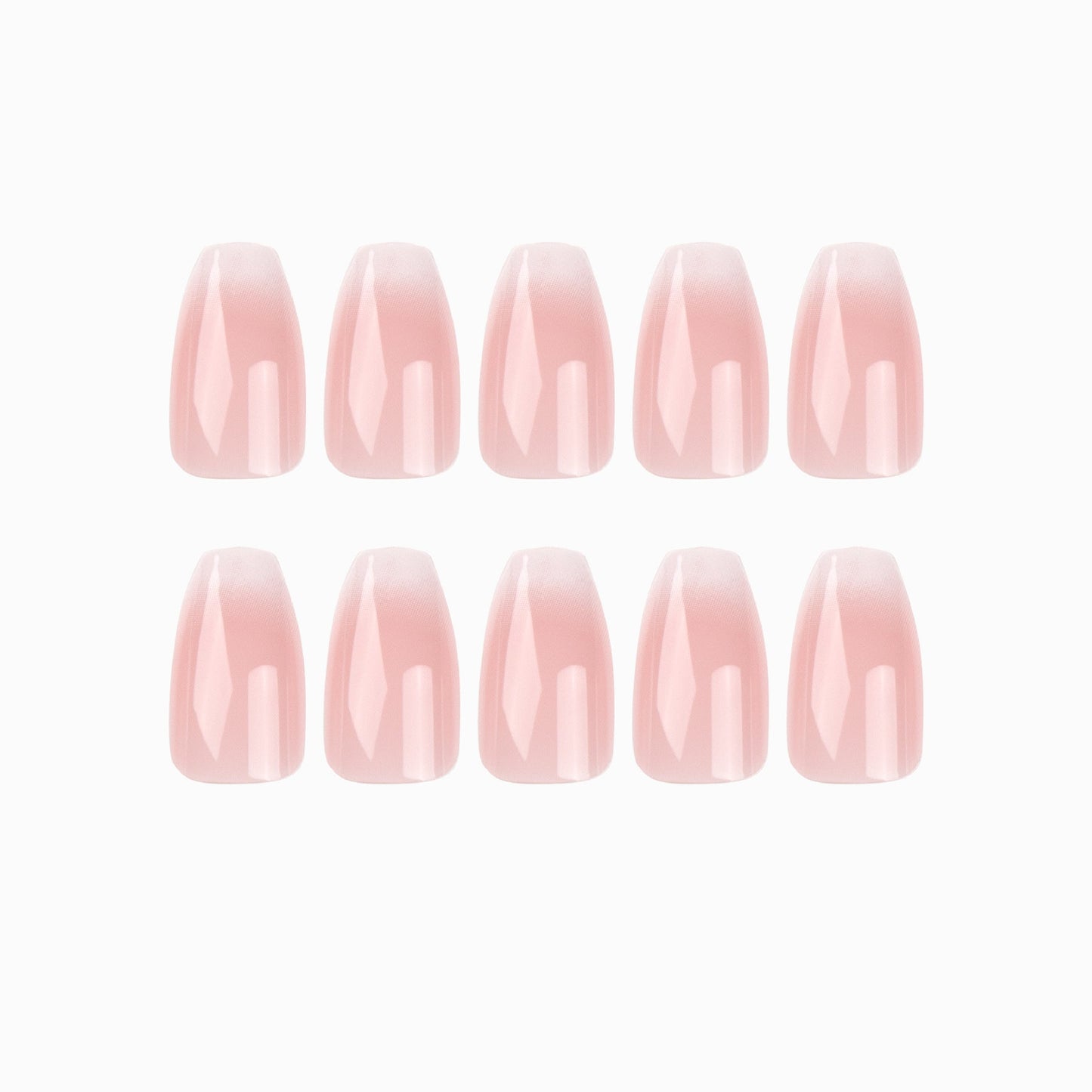 Nude Pink Coffin Press-On Nails – Medium French Ombre Gradient Glue-On Tips
