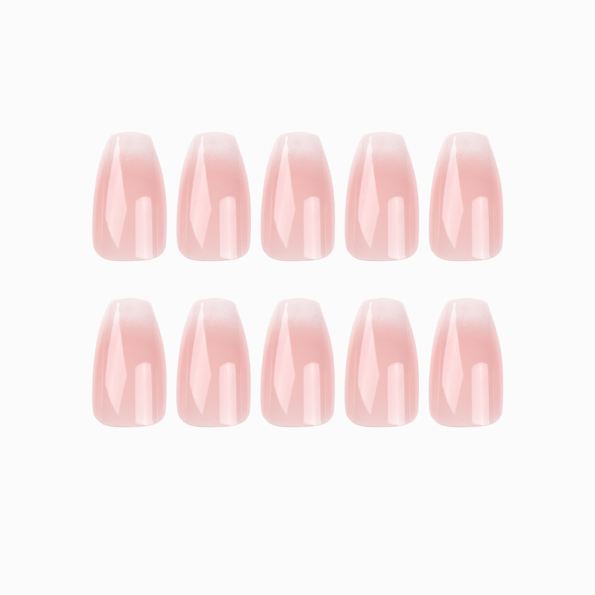 Nude Pink Coffin Press-On Nails – Medium French Ombre Gradient Glue-On Tips