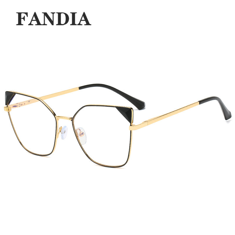 Women’s Oversized Square Metal Blue Light Glasses – Anti-UV Optical Frames